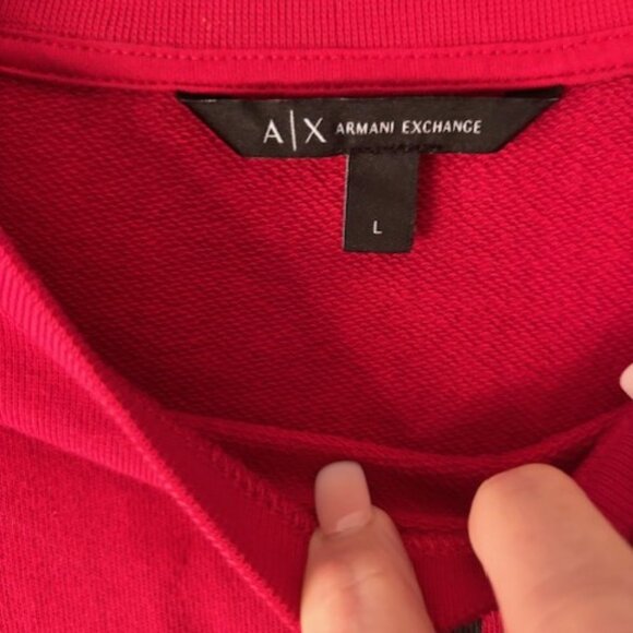 A/X Armani Exchange L Red Long Sleeve Sweatshirt Streetwear Athleisure Logo Rib - Picture 3 of 5